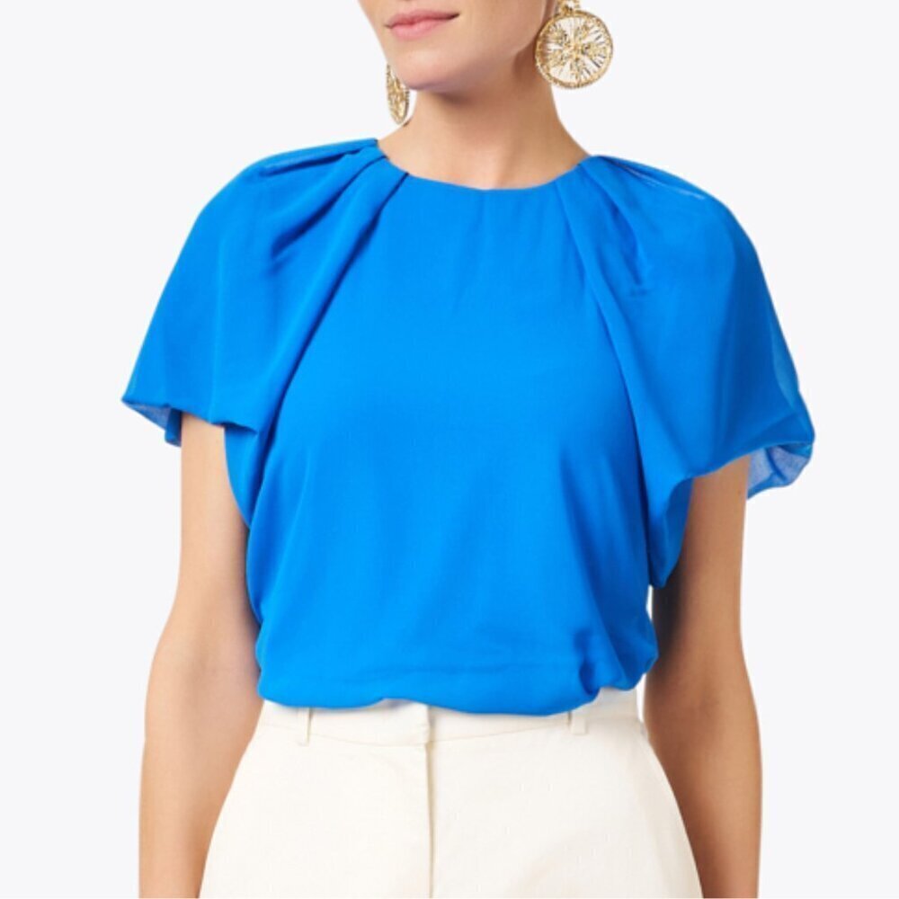 NEW Kobi Halperin Alice Chiffon Blouse in Blue Sz. XS